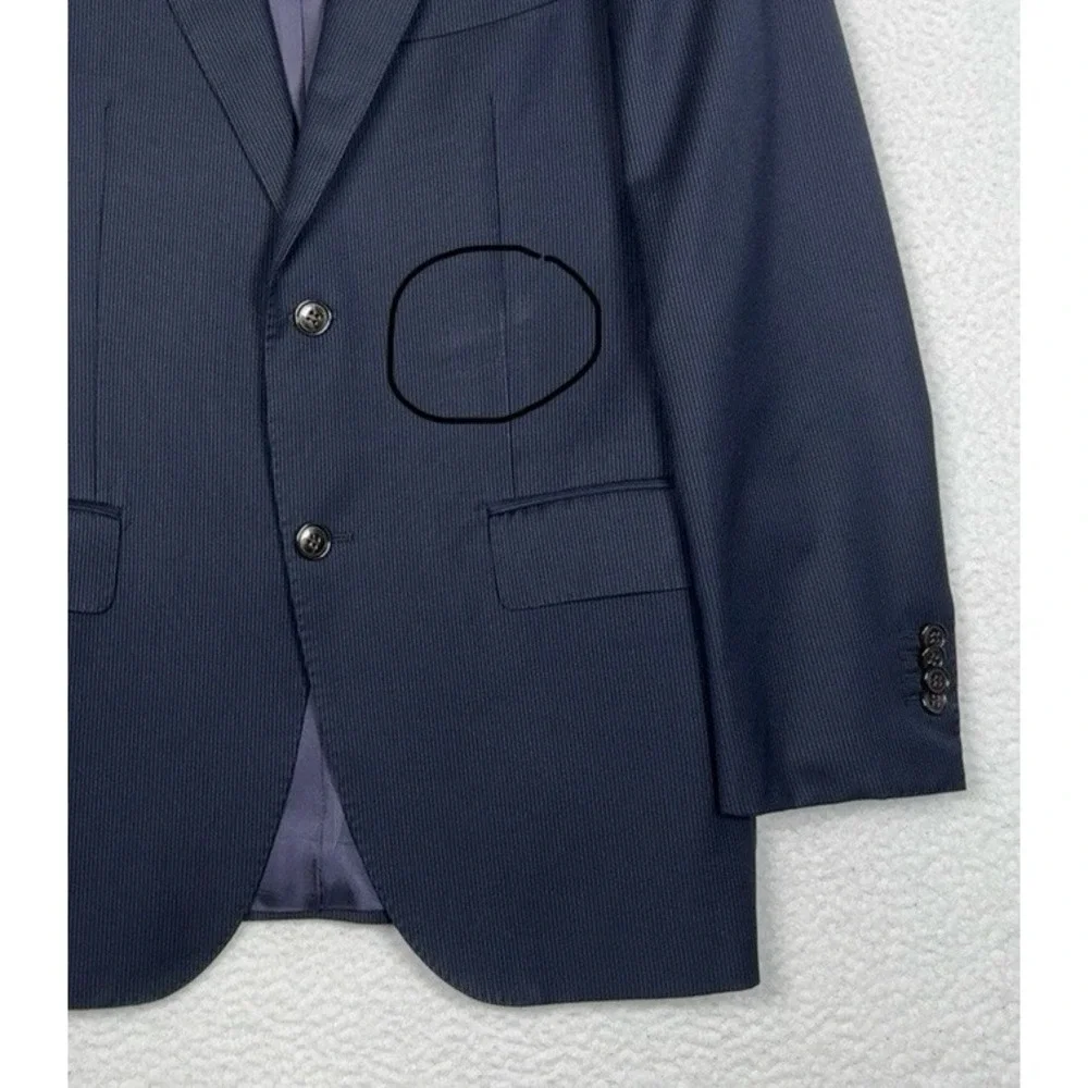 SUITSUPPLY Pure Wool Super 110's Blazer Jacket - Navy Blue Striped -UK 38 EUR 48